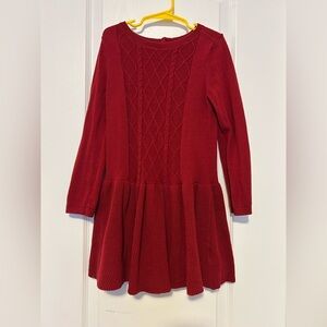 Carter's Red Knit Cable-Front Long Sleeve Kids Dress